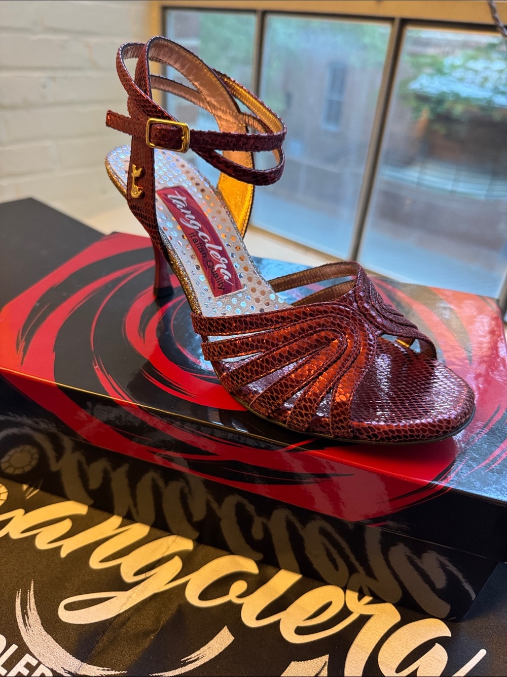 Tangolera Red Metallic Strappy Tango Shoes